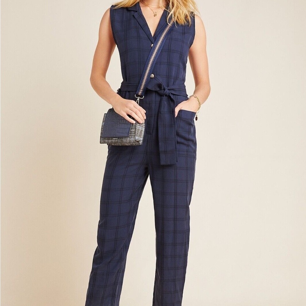 Anthropologie Brielle Plaid Jumpsuit